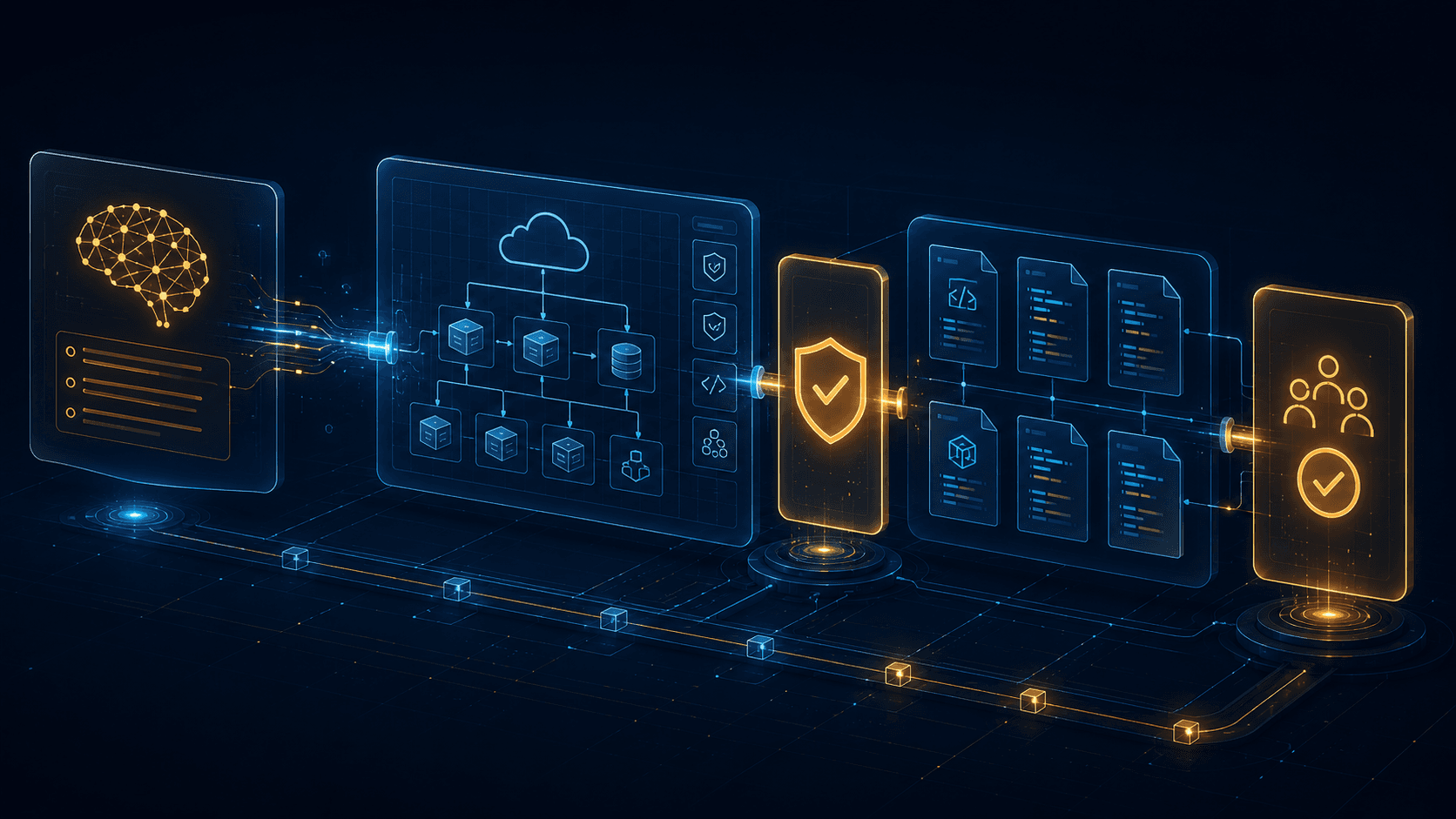 Blueprint, guardrail, infrastructure-as-code, and approval workflow visualization